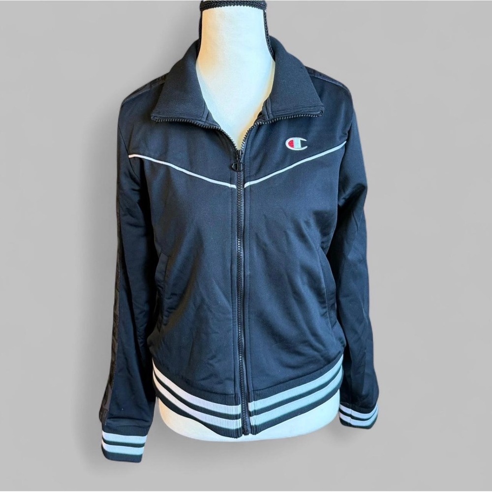 Black Champion Logo Tricot Track Jacket